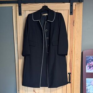 2 piece Black Dress and Coat with White Trim